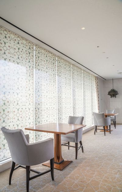 Roller Blind Systems, SG 4960, Multiscreen 1-10%, Room shot "Aga Khan Museum & Ismali Centre", Toronto, Canada, Multiscreen 5% with digital print